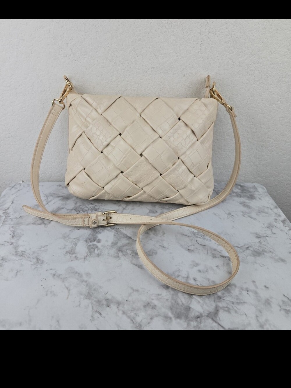 Like Dreams Woven Cream Crossbody Bag